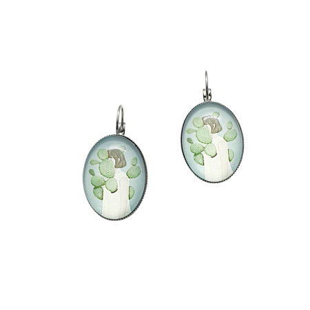 earring oval steel cactus girl
